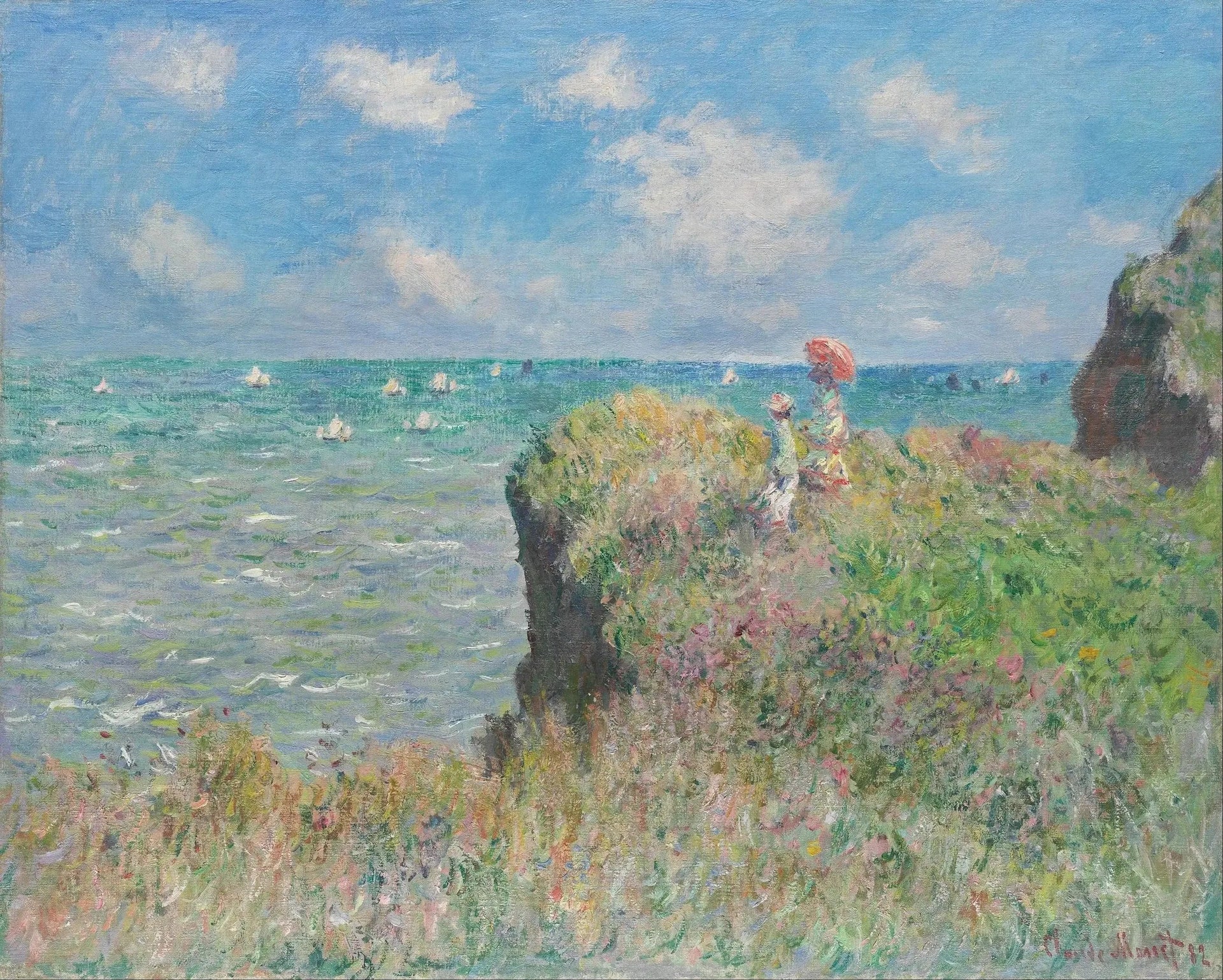 Promenade sur la falaise, Pourville - Claude Monet image 1 reproduction de peinture à l’huile