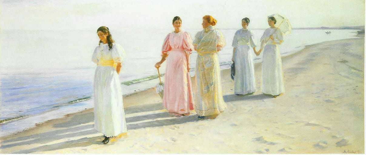 Promenade sur la plage de Skagen - Michael Peter Ancher image 1 copie de tableau peinte à la main
