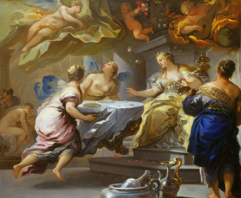 Psyche serviert von unsichtbaren Geistern - Luca Giordano