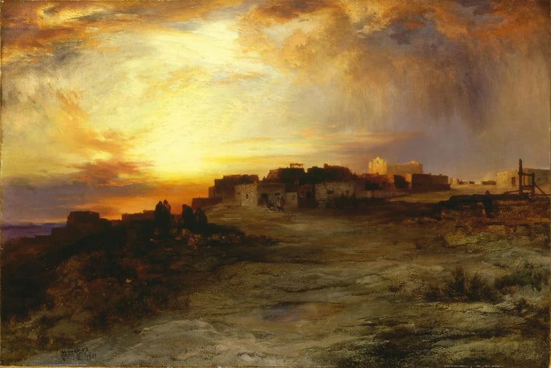Pueblo bei Sonnenuntergang (Laguna) - Thomas Moran