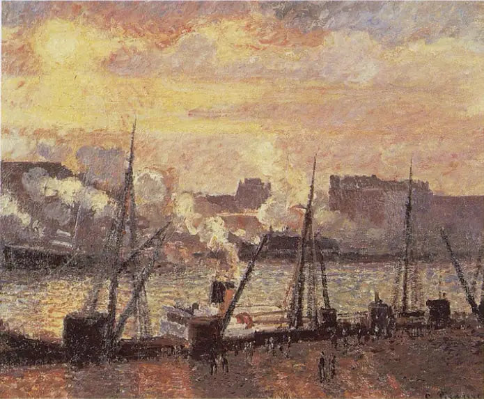 Börsenplatz in Rouen, Sonnenuntergang - Camille Pissarro