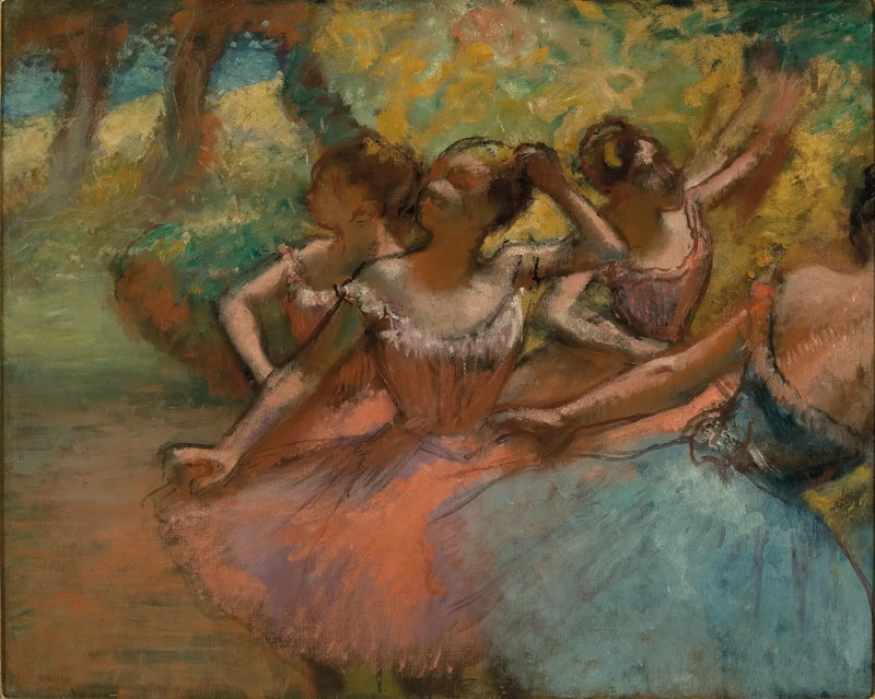 Vier Ballerinen auf der Bühne - Edgar Degas