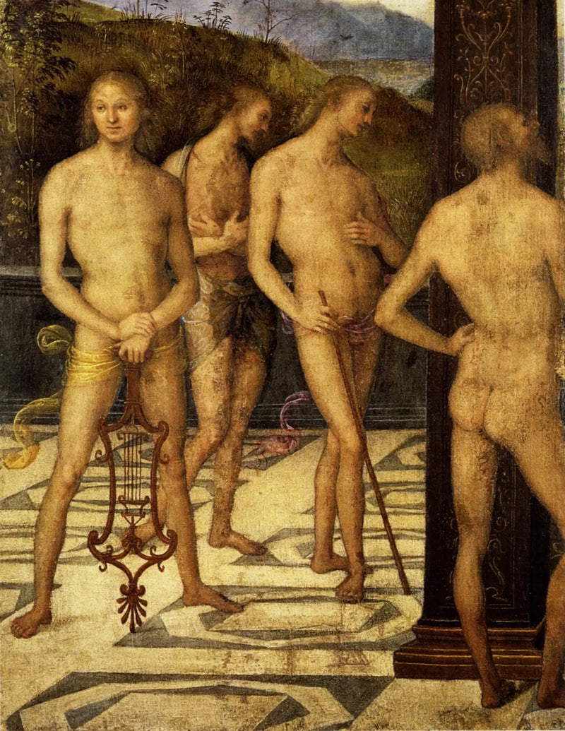 Vier männliche Figuren - Pietro Perugino