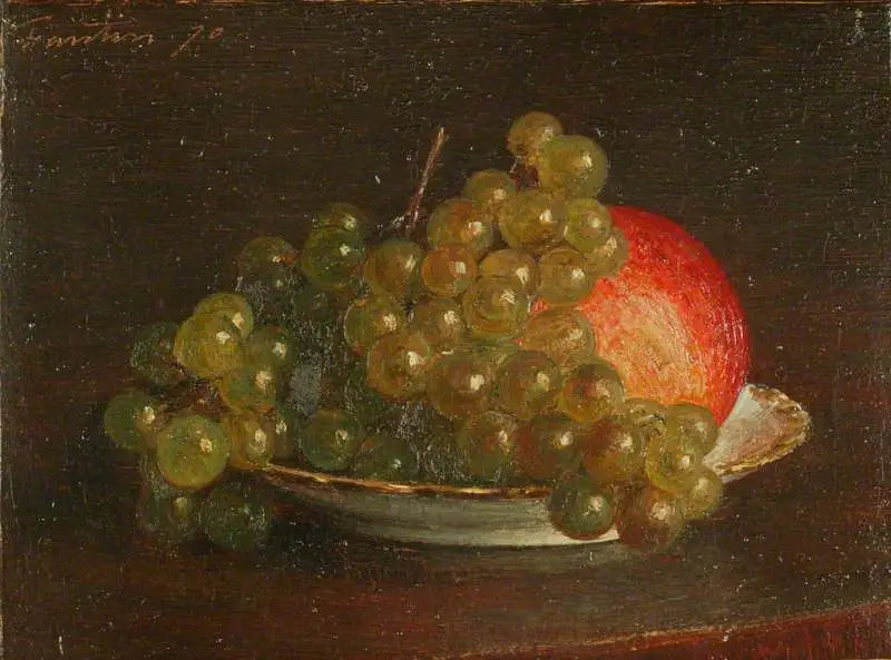 Weiße Trauben und Apfel in einer Untertasse - Henri Fantin-Latour