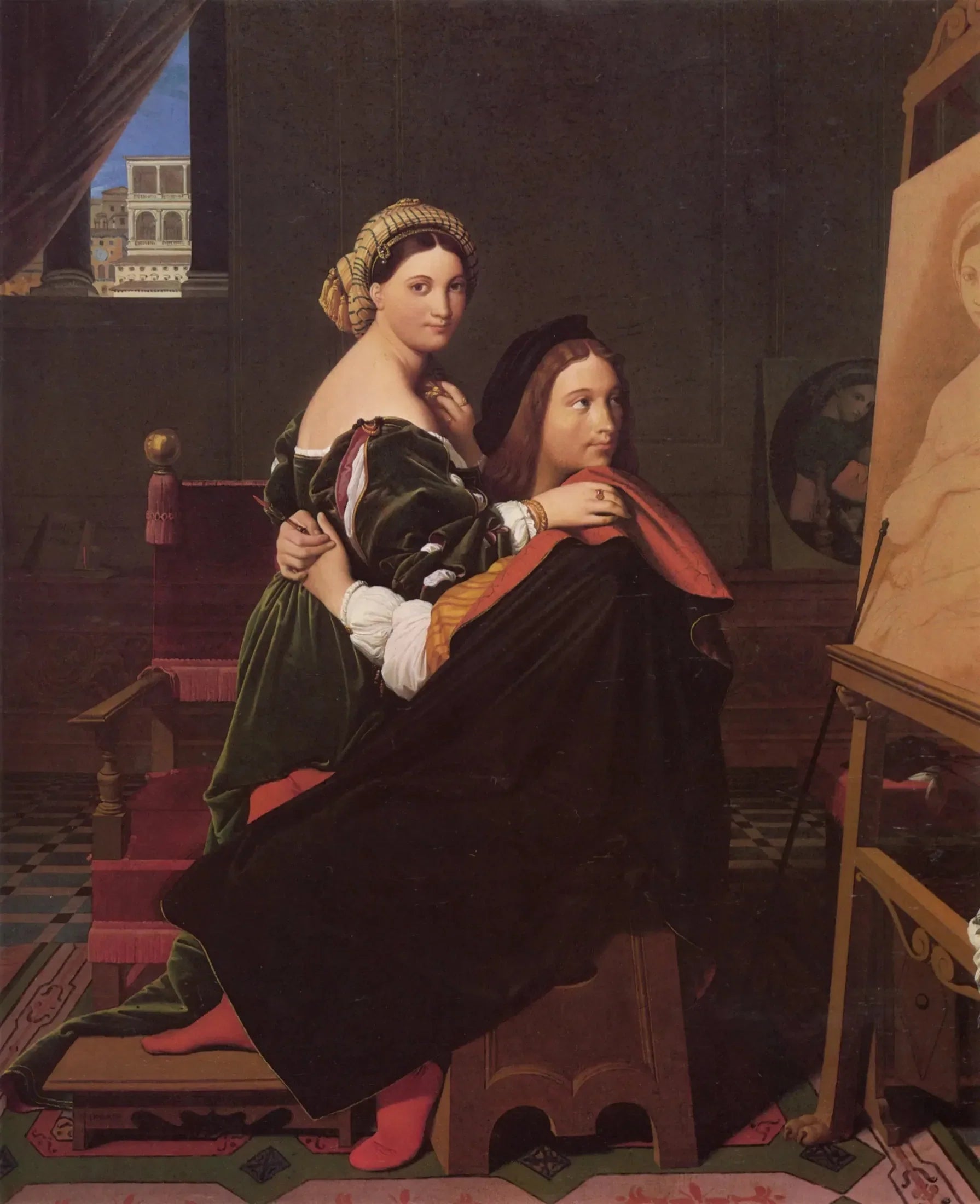 Raphaël et la Fornarina - Jean-Auguste-Dominique Ingres image 1 reproduction artisanale de tableau