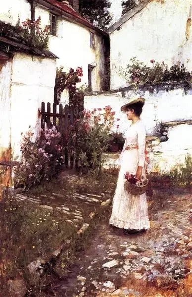 Sommerblumen pflücken in einem Garten in Devonshire - John William Waterhouse