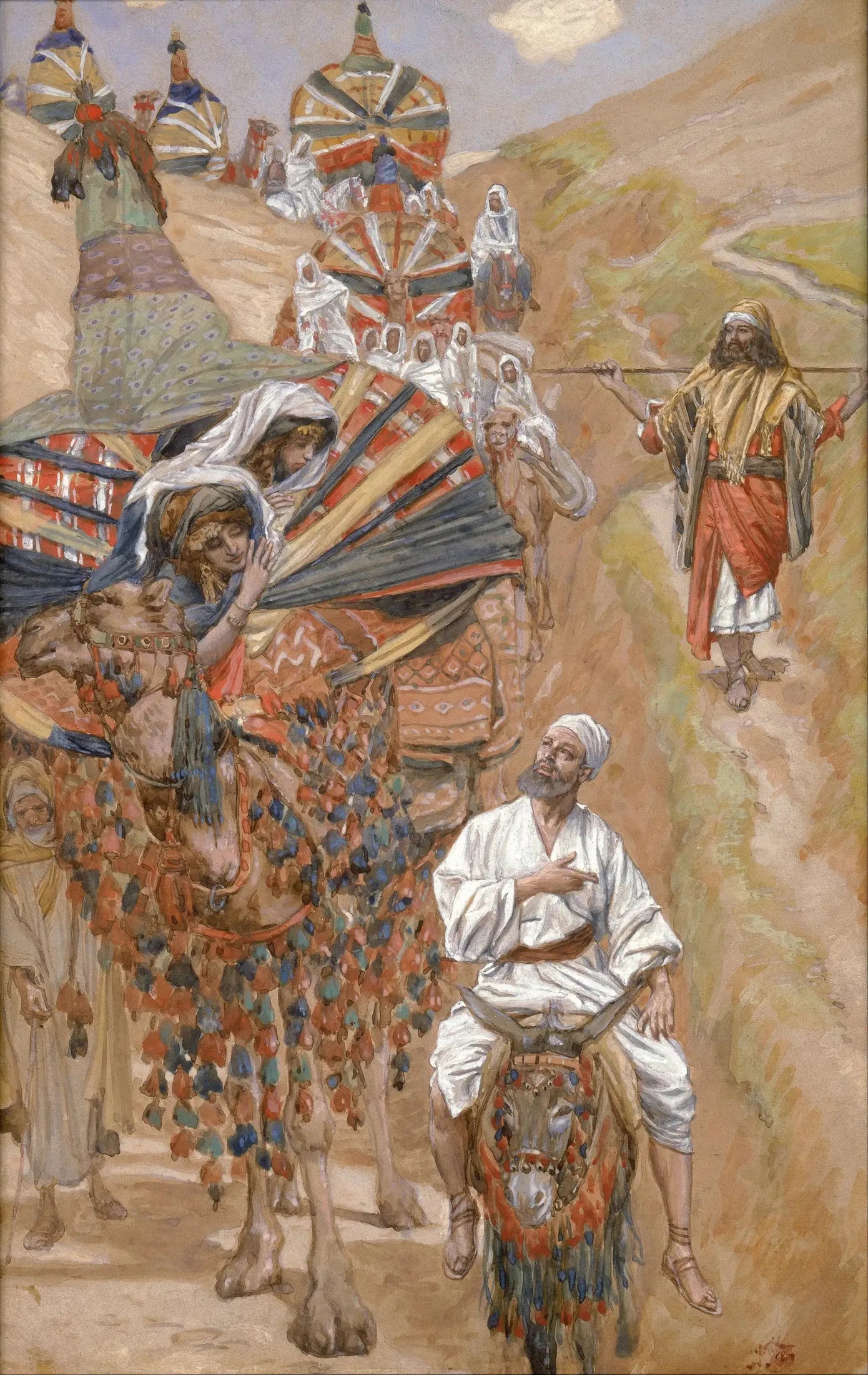 Rebecca rencontre Isaac en chemin - James Tissot image 1 tableau peint à l’huile sur toile