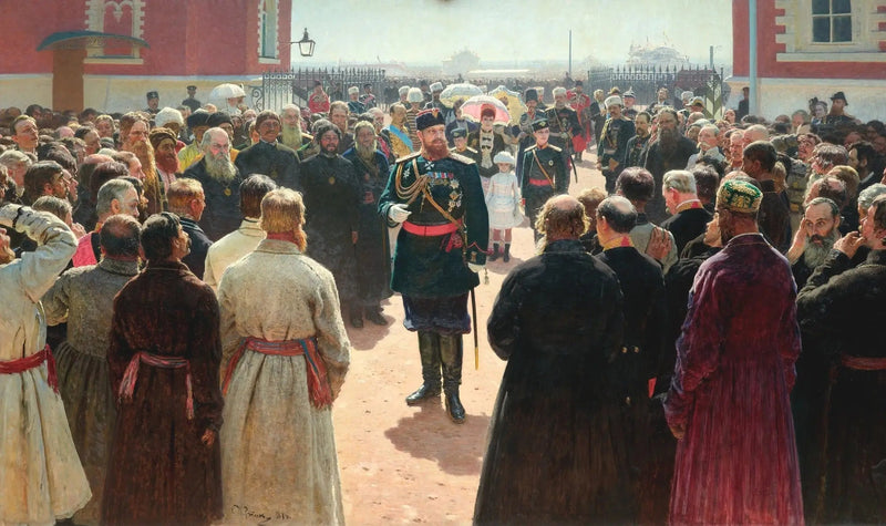 Empfang durch Alexandre III. der Syndics der Volosts im Hof des Palais Petrovski - Ilya Repin