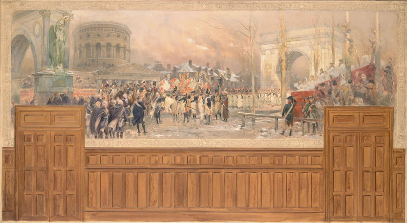 Empfang durch die Gemeinde Paris an der Barrière de la Villette von Truppen, die aus Polen zurückkehrten, nach der Kampagne von 1806-1807. - Édouard Detaille