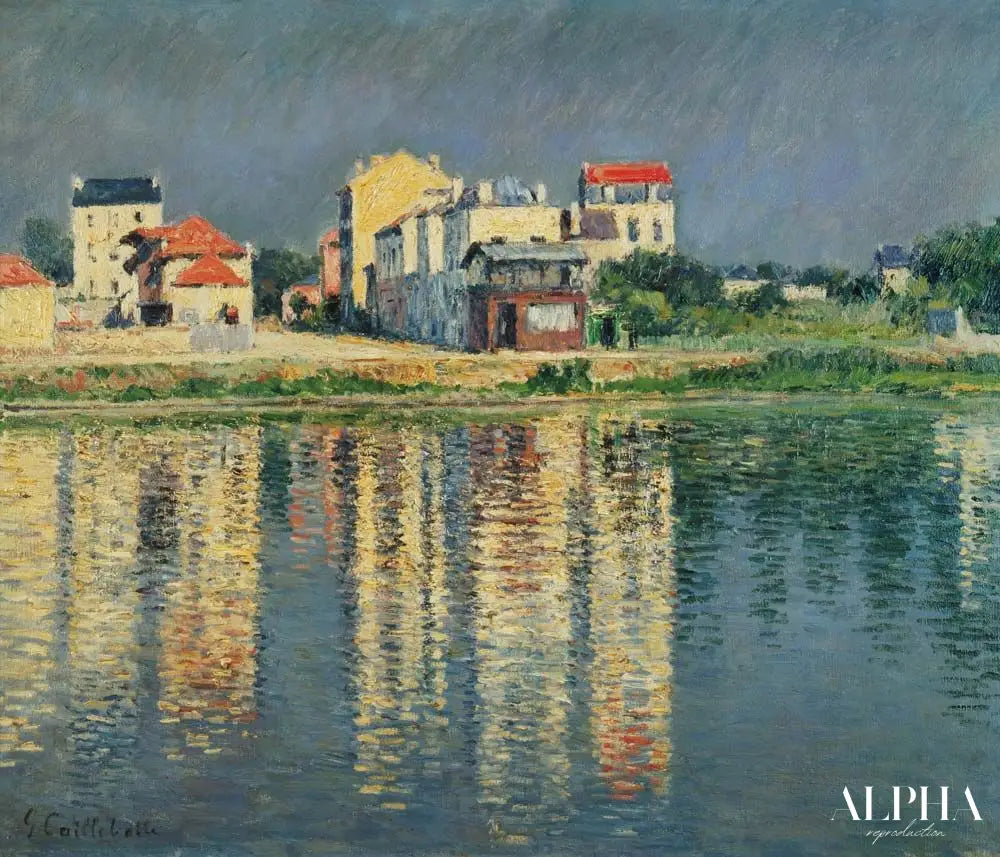 Reflets de maisons dans l'eau de la Seine près d'Argenteuil - Caillebotte - Reproductions de tableaux et peintures haut de gamme