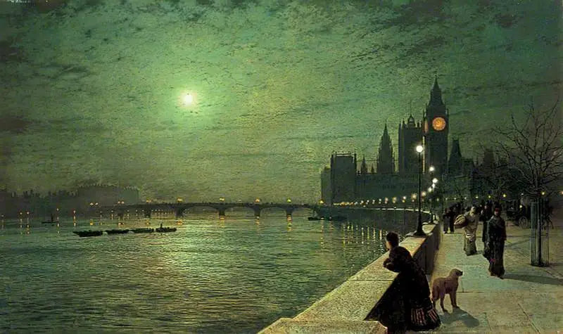 Reflexionen über die Themse, Westminster, London - John Atkinson Grimshaw