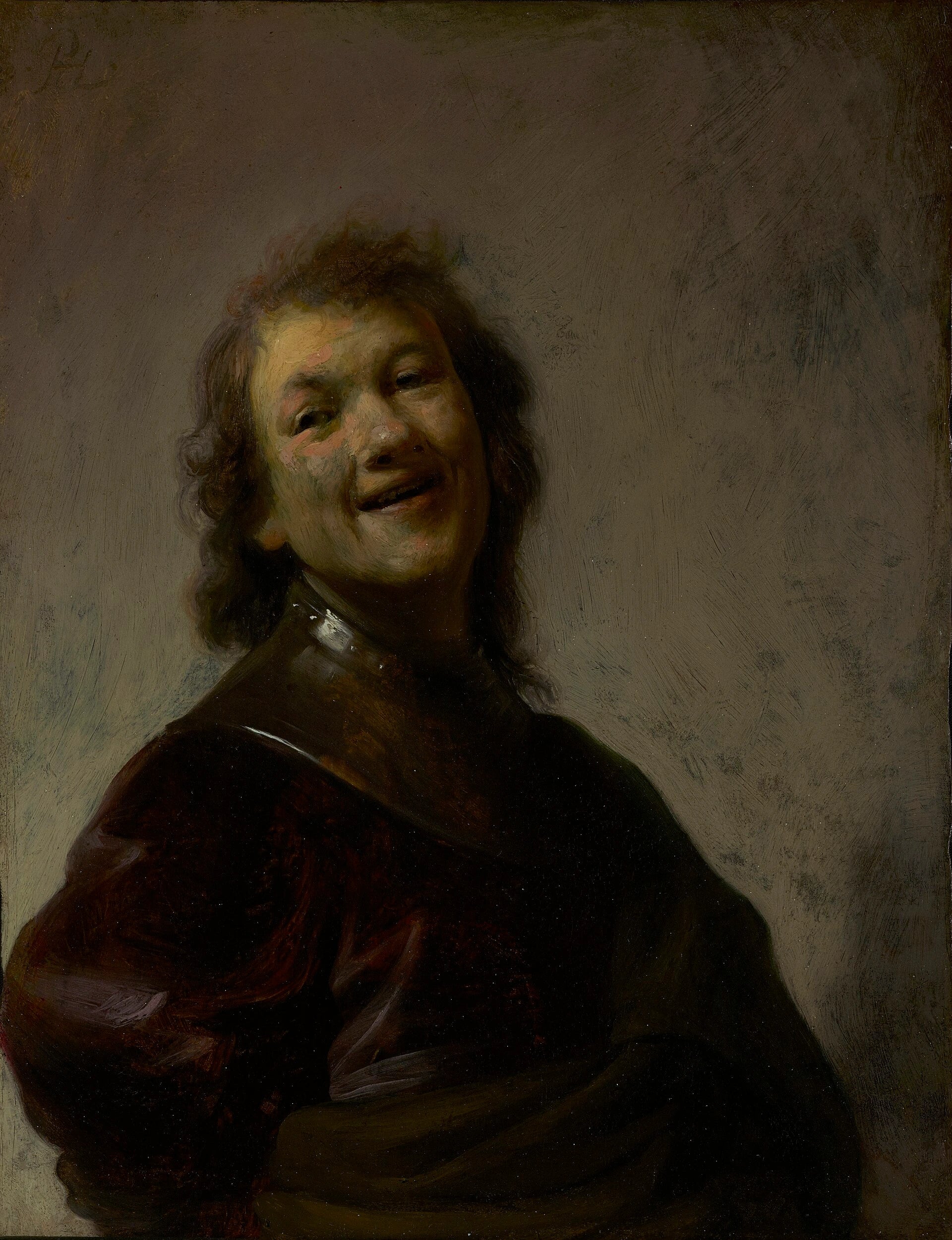 Rembrandt riant — Rembrandt, vers 1628, J. Paul Getty Museum
