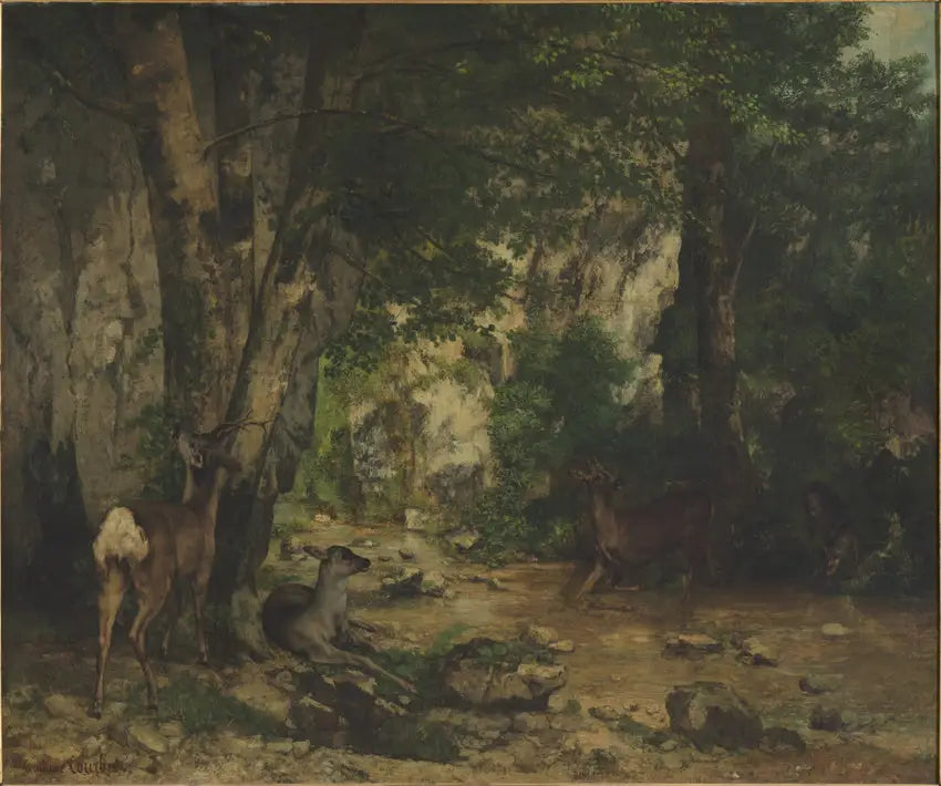 Remise de chevreuils au ruisseau de Plaisir-Fontaine - Gustave Courbet image 1 reproduction de peinture à l’huile