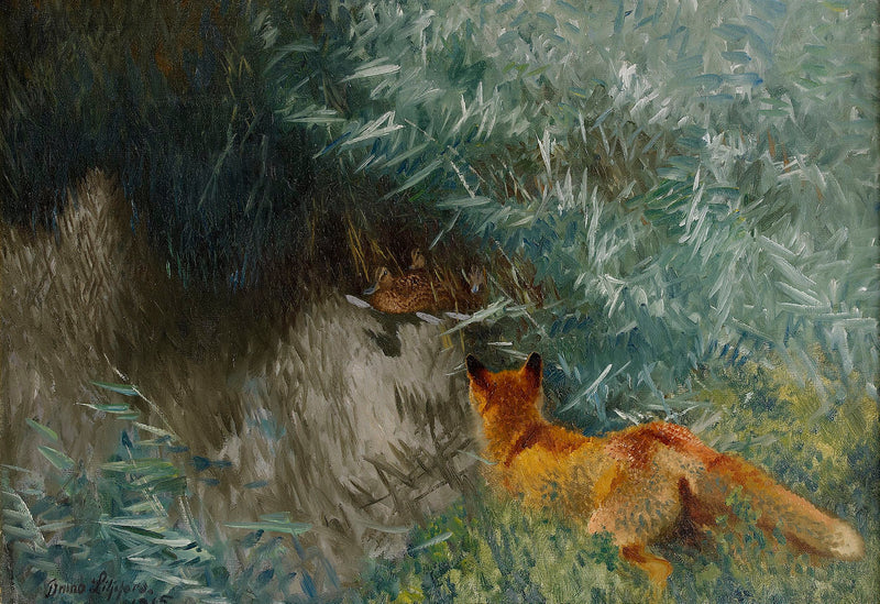 Fuchs auf der Jagd am Wasser - Bruno Liljefors