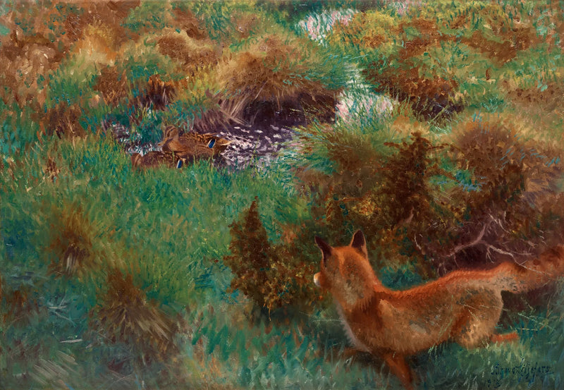 Fuchs auf der Suche nach Wildenten - Bruno Liljefors