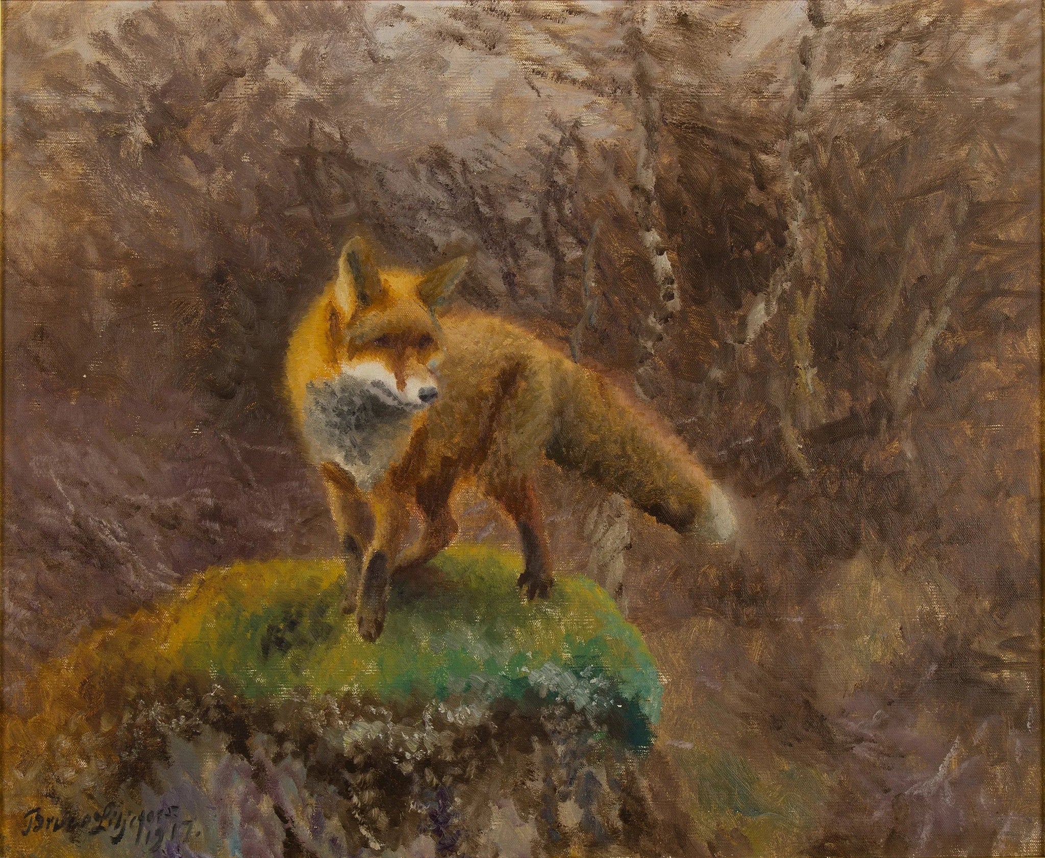Renard dans un paysage d'automne - Bruno Liljefors image 1 reproduction artisanale de tableau