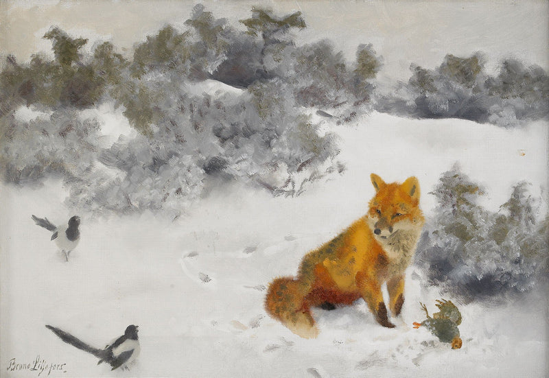 Fuchs in einer Winterlandschaft - Bruno Liljefors