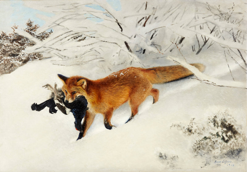 Fuchs in einer verschneiten Landschaft - Bruno Liljefors