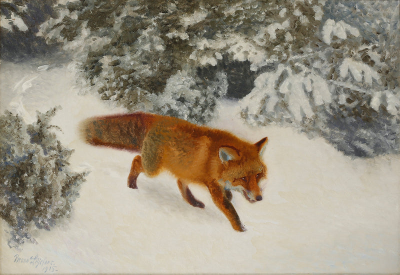 Fuchs in einer Winterlandschaft - Bruno Liljefors