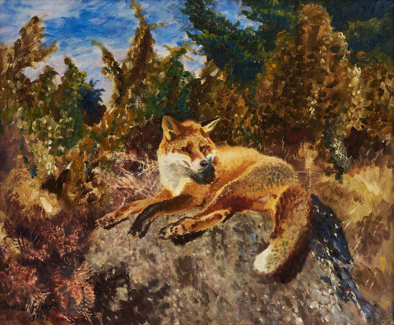 Fuchs ruht in einer Waldlandschaft - Bruno Liljefors