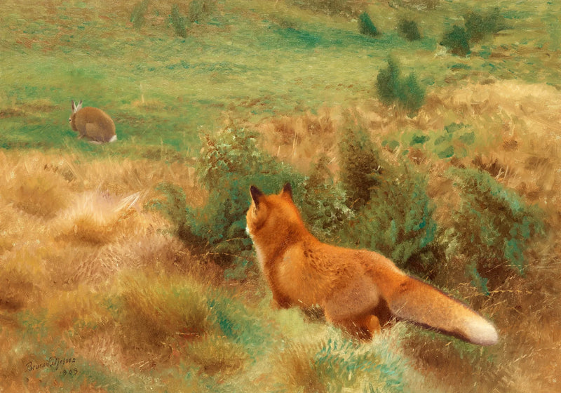 Fuchs verfolgt einen Hasen – Bruno Liljefors