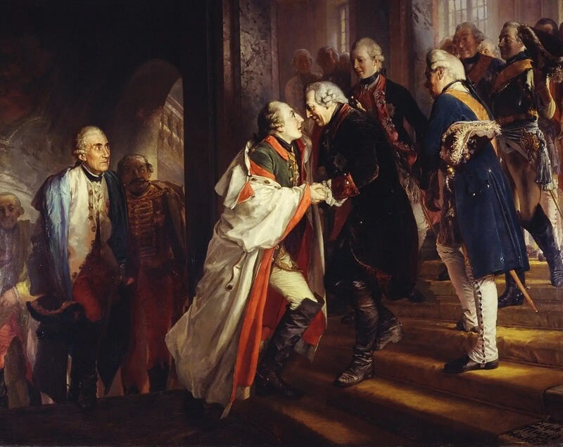 Begegnung von Friedrich II. mit Kaiser Joseph II. in Neisse im Jahr 1769 - Adolph von Menzel