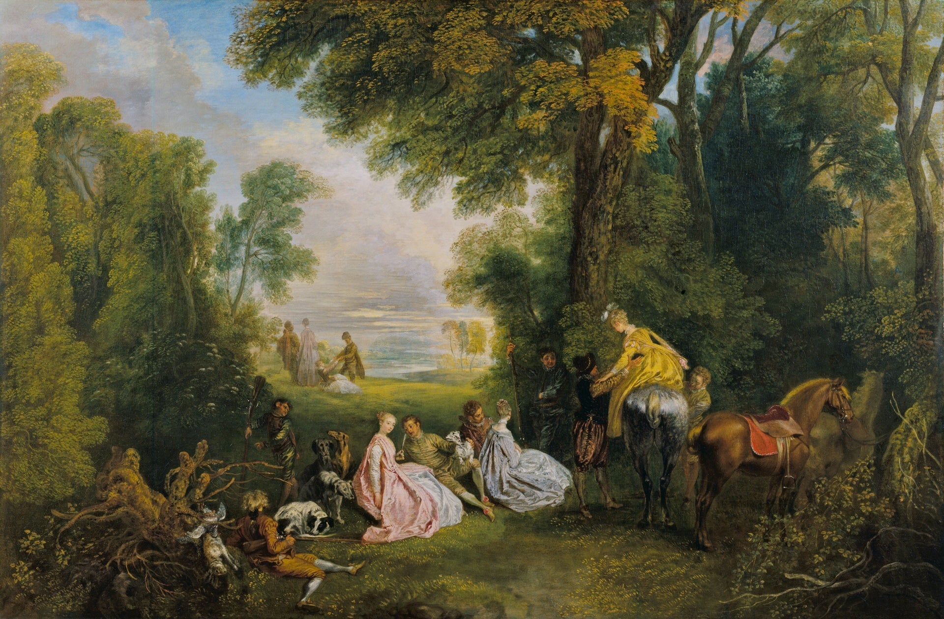 Rendez-vous de chasse - Antoine Watteau image 1 copie de tableau peinte à la main