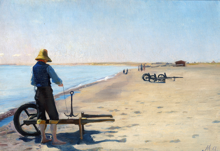 Ankerreparatur an einem Sommertag am Strand von Skagen, Dänemark. – Michael Peter Ancher