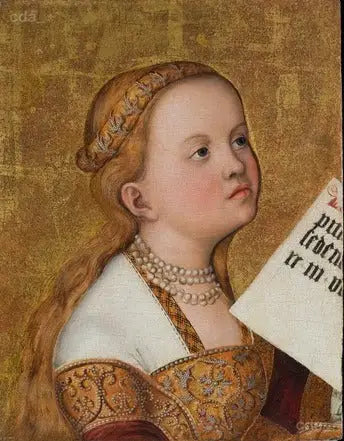 Prager Altartafel [linke Flügel, Fragment] : Heilige (Apollonia?) - Lucas Cranach der Ältere