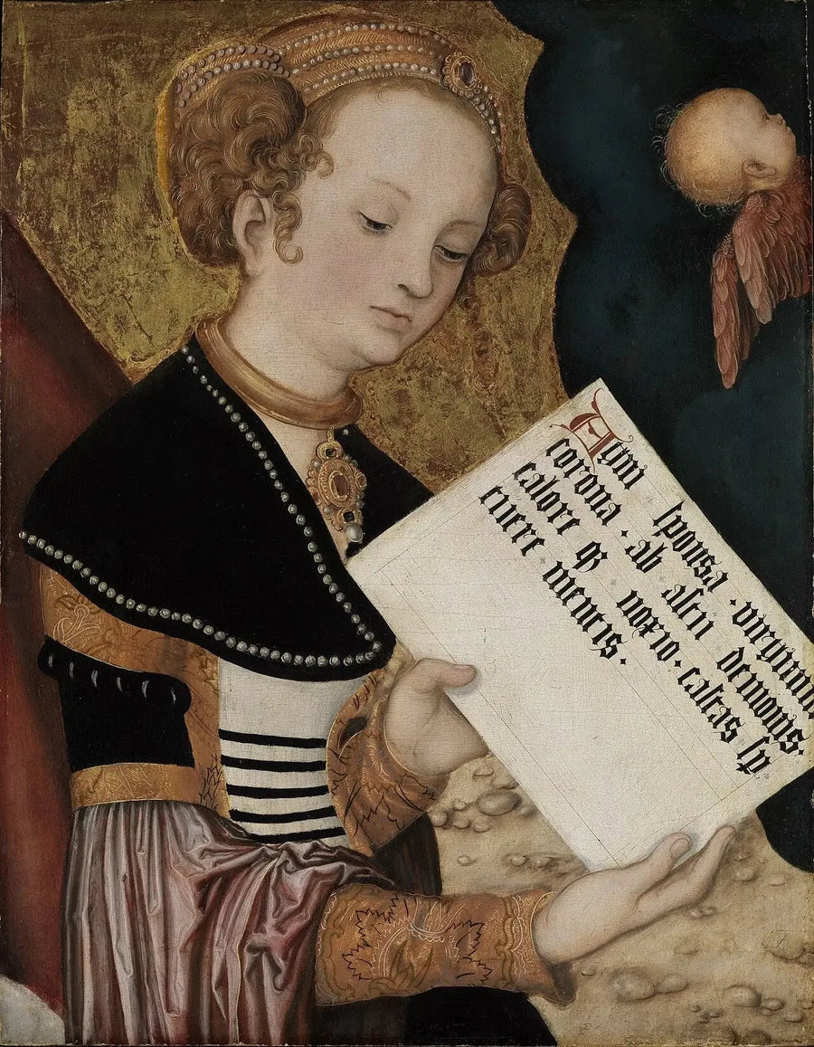Altar von Prag, Sainte (Agnès?) mit einer Seite - Lucas Cranach der Ältere
