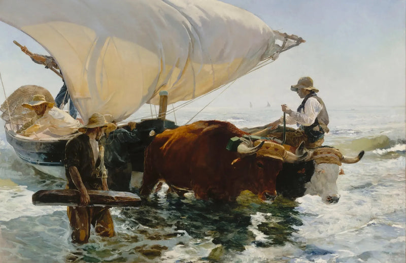 Rückkehr vom Fischfang: Ziehen des Bootes - Joaquín Sorolla