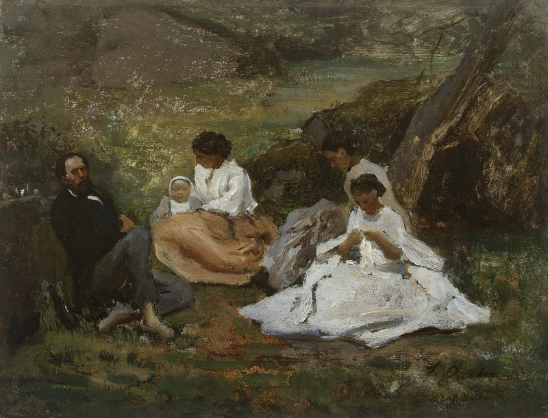 Familienzusammenkunft in Bourron-Marlotte (Théodore de Banville im Fontainebleau-Wald) - Jules Breton