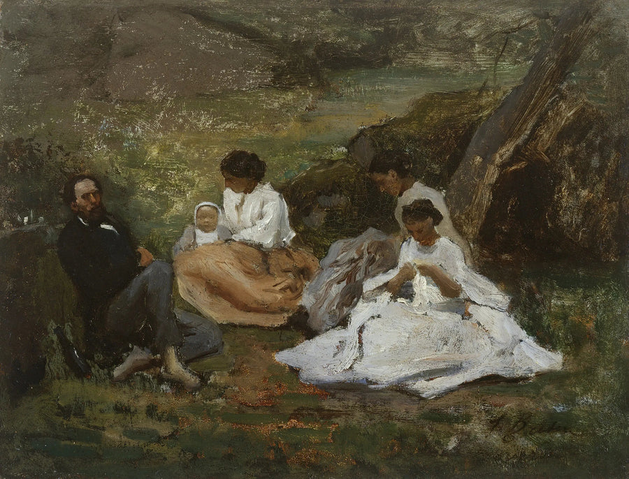 Familienzusammenkunft in Bourron-Marlotte (Théodore de Banville im Fontainebleau-Wald) - Jules Breton