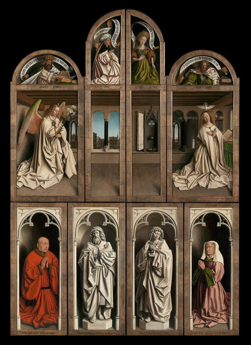 Rückseite der Jalousien. Innenraum des Zimmers. - Jan van Eyck