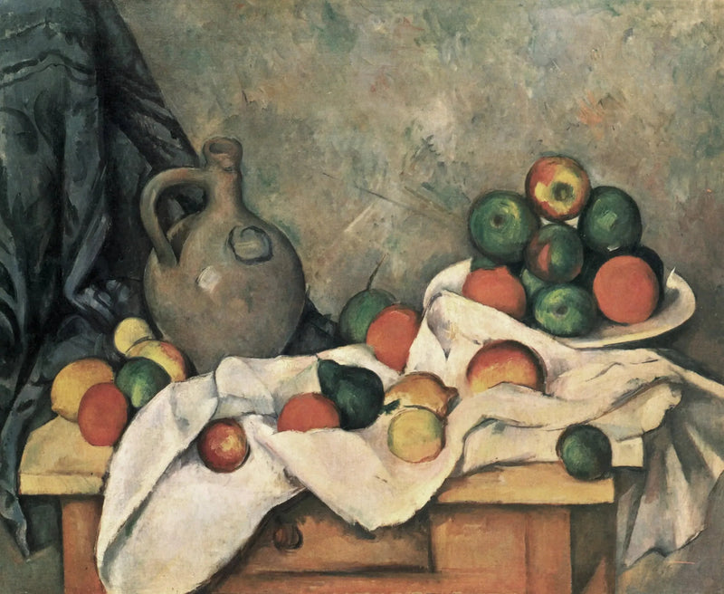 Vorhang, Krug und Obstschale - Paul Cézanne