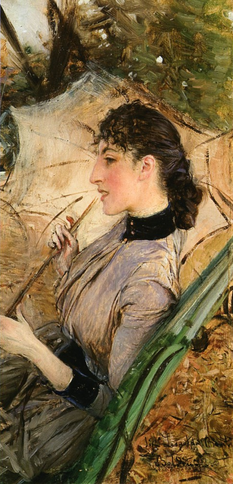 Porträt von Alaide Banti mit Sonnenschirm - Giovanni Boldini