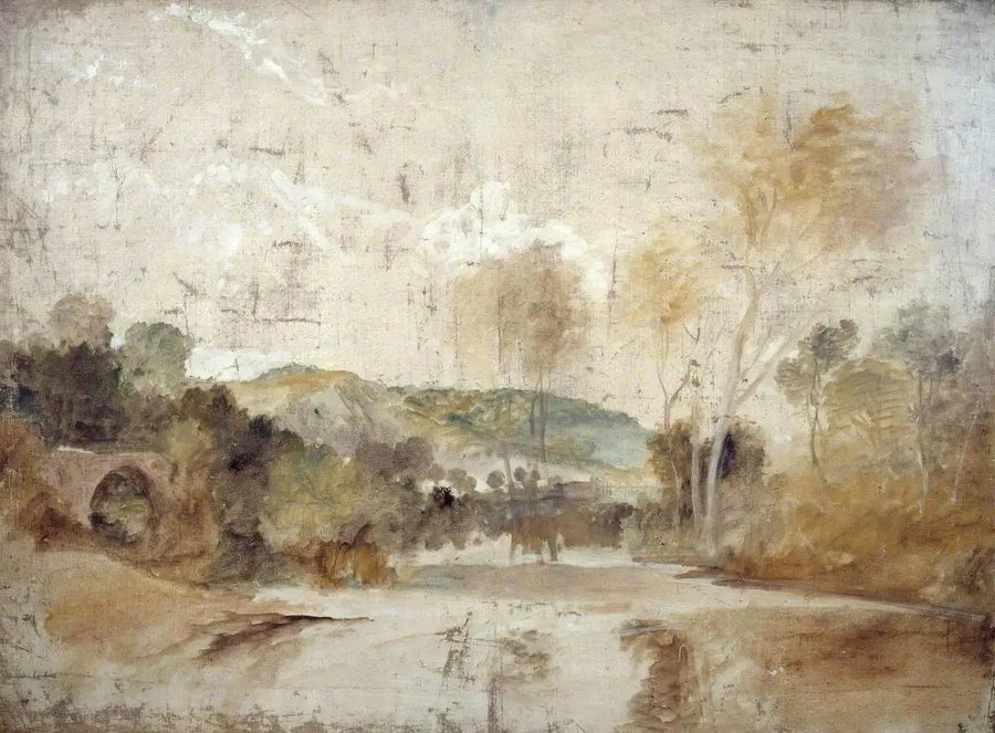 Flusslandschaft mit Wehr in der Mittelweite - J. M. W. Turner