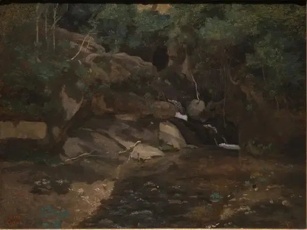 Felsen am Bachufer, Civita Castellana - Jean-Baptiste Camille Corot
