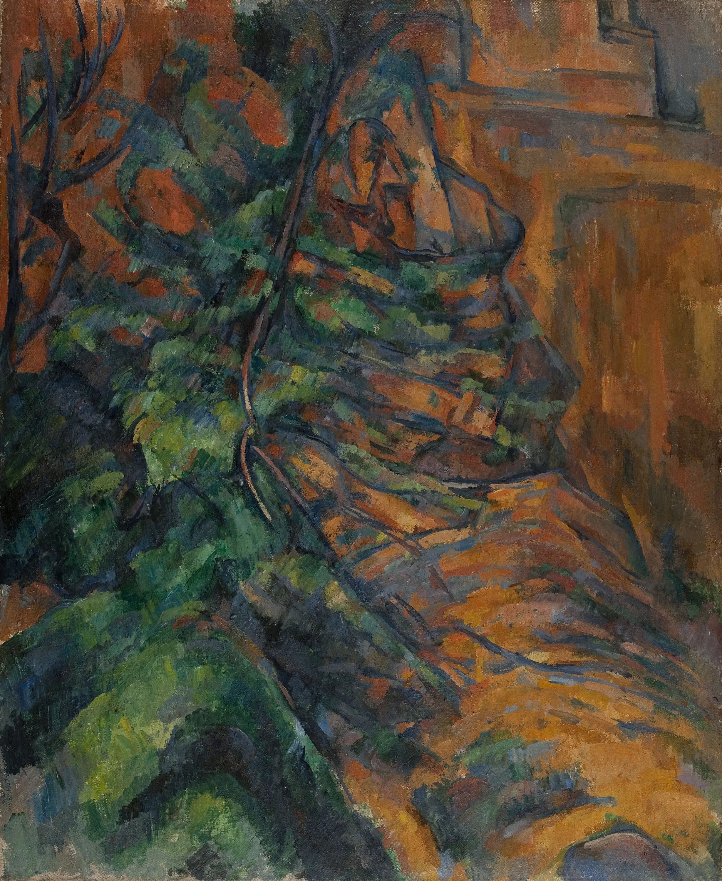 Rochers et branches à Bibémus - Paul Cézanne image 1 copie peinte à la main à l’huile