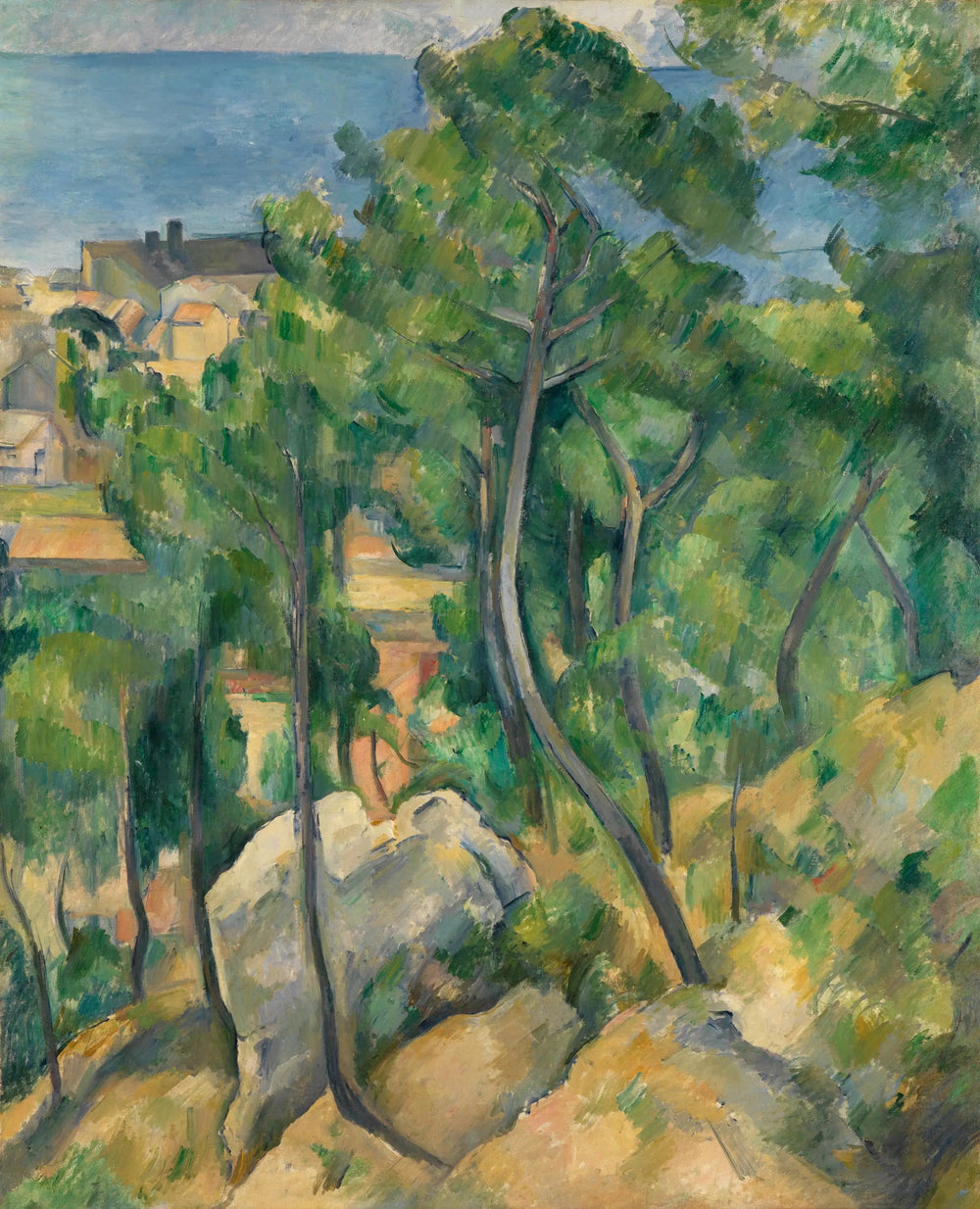 Rochers, pins et mer à l'Estaque - Paul Cézanne image 1 copie de tableau peinte à la main