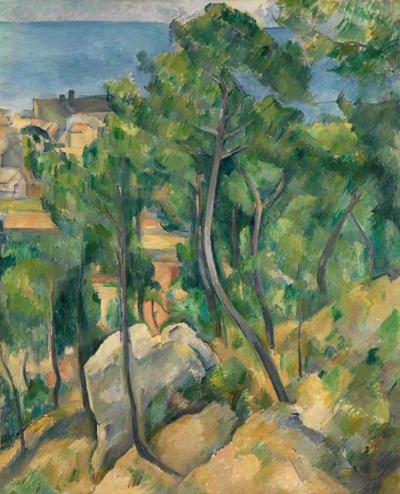 Felsen, Kiefern und Meer in L'Estaque - Paul Cézanne