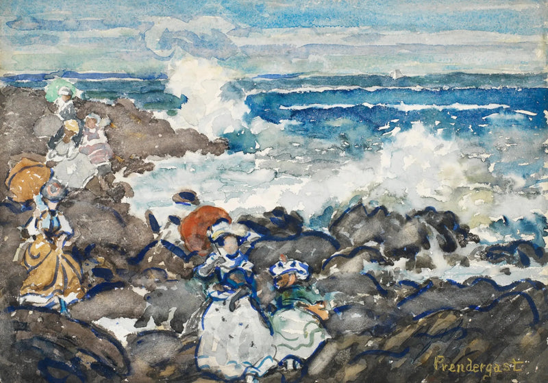 Felsen, Wellen und Figuren - Maurice Prendergast