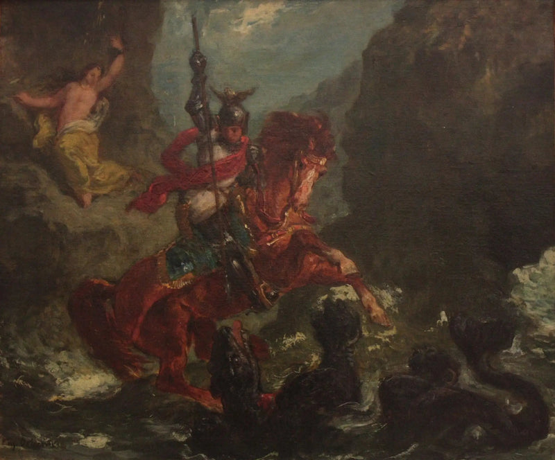 Roger, der Angélique befreit - Eugène Delacroix