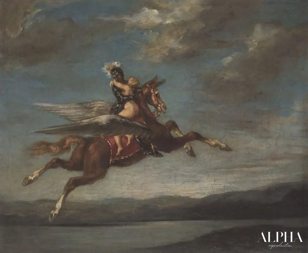 Roger enlevant Angélique sur l’hippogriffe - Eugène Delacroix - Reproductions de tableaux et peintures haut de gamme