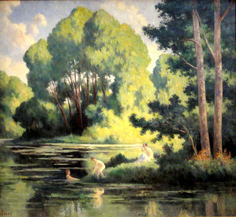 Rolleboise, das Baden im kleinen Arm - Maximilien Luce