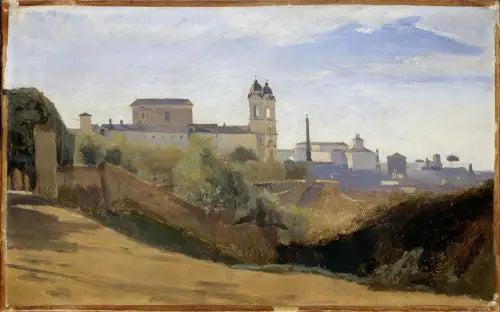 Rom, der Monte Pincio und die Heilige Dreifaltigkeit der Berge, gesehen von den Gärten der Académie de France - Jean-Baptiste Camille Corot