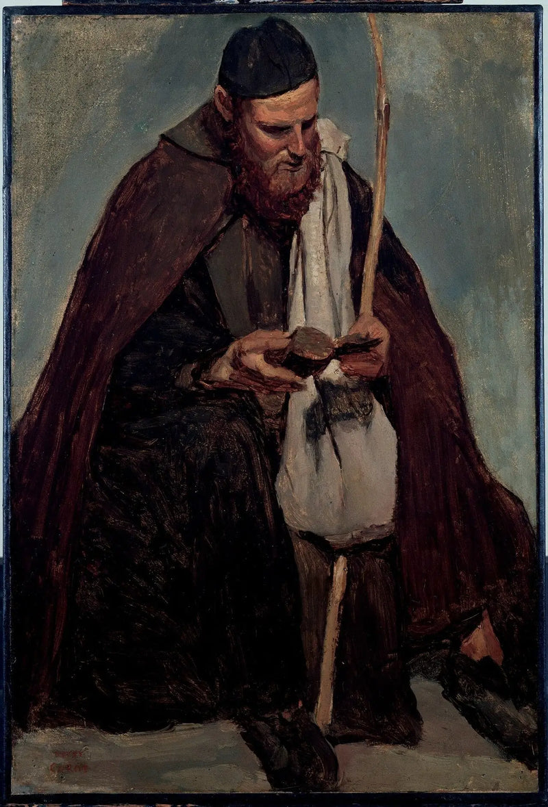 Rom, italienischer Mönch sitzend beim Lesen - Jean-Baptiste Camille Corot