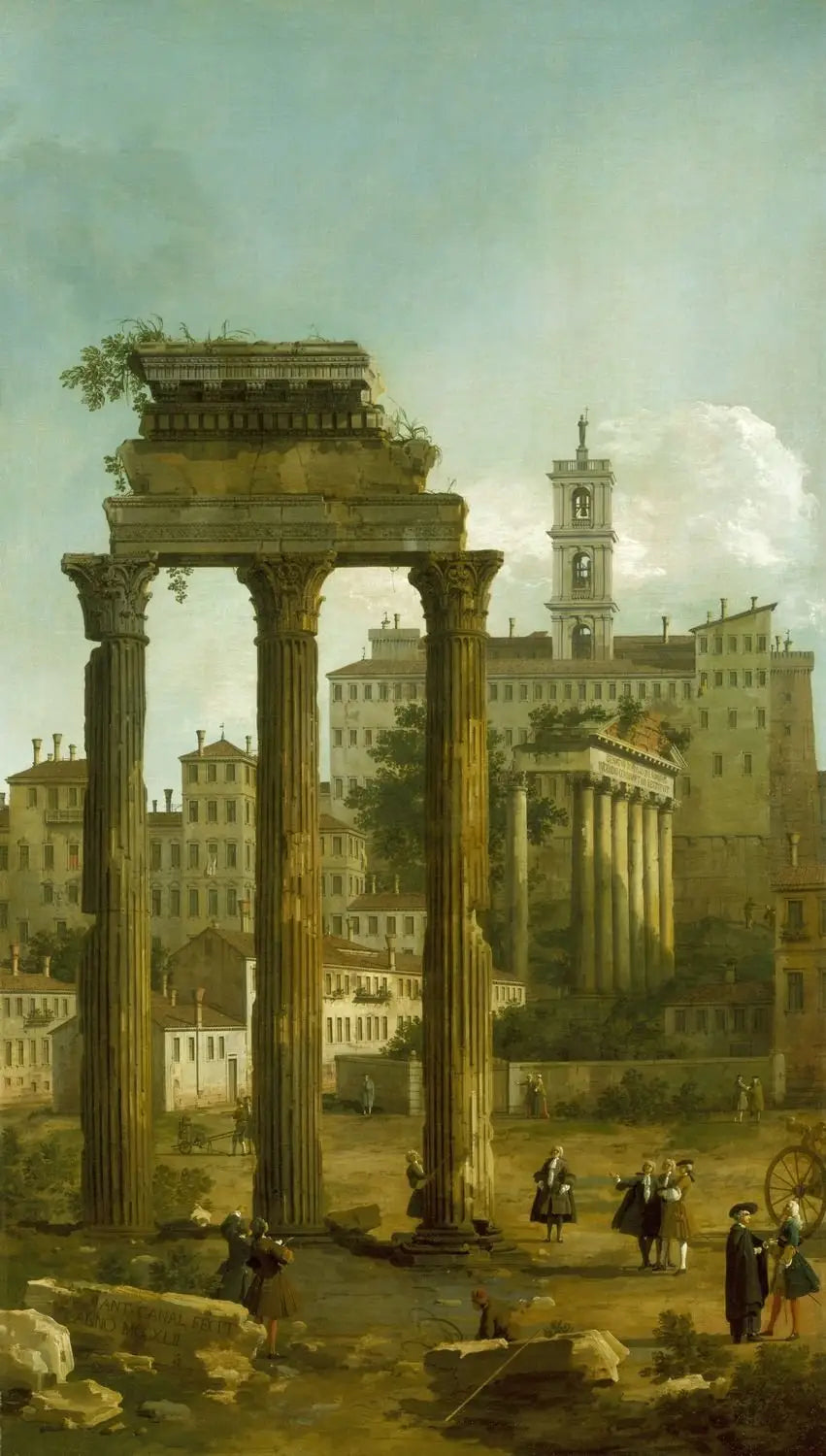 Rome : Ruines du Forum regardant vers le Capitole - Canaletto image 1 reproduction de peinture à l’huile