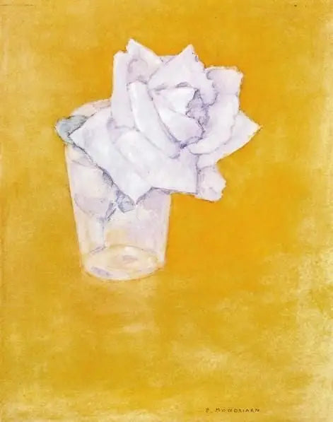 Weiße Rose in einem Glas - Piet Mondrian