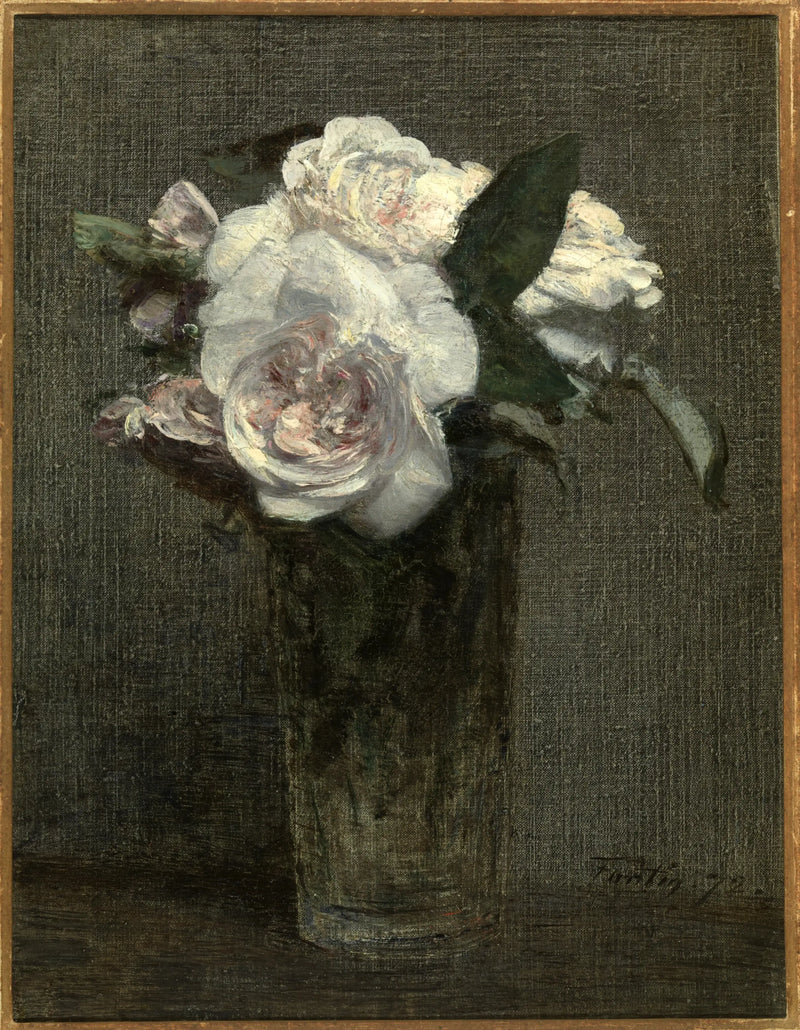 Weiße Rosen in einem Glas - Henri Fantin-Latour